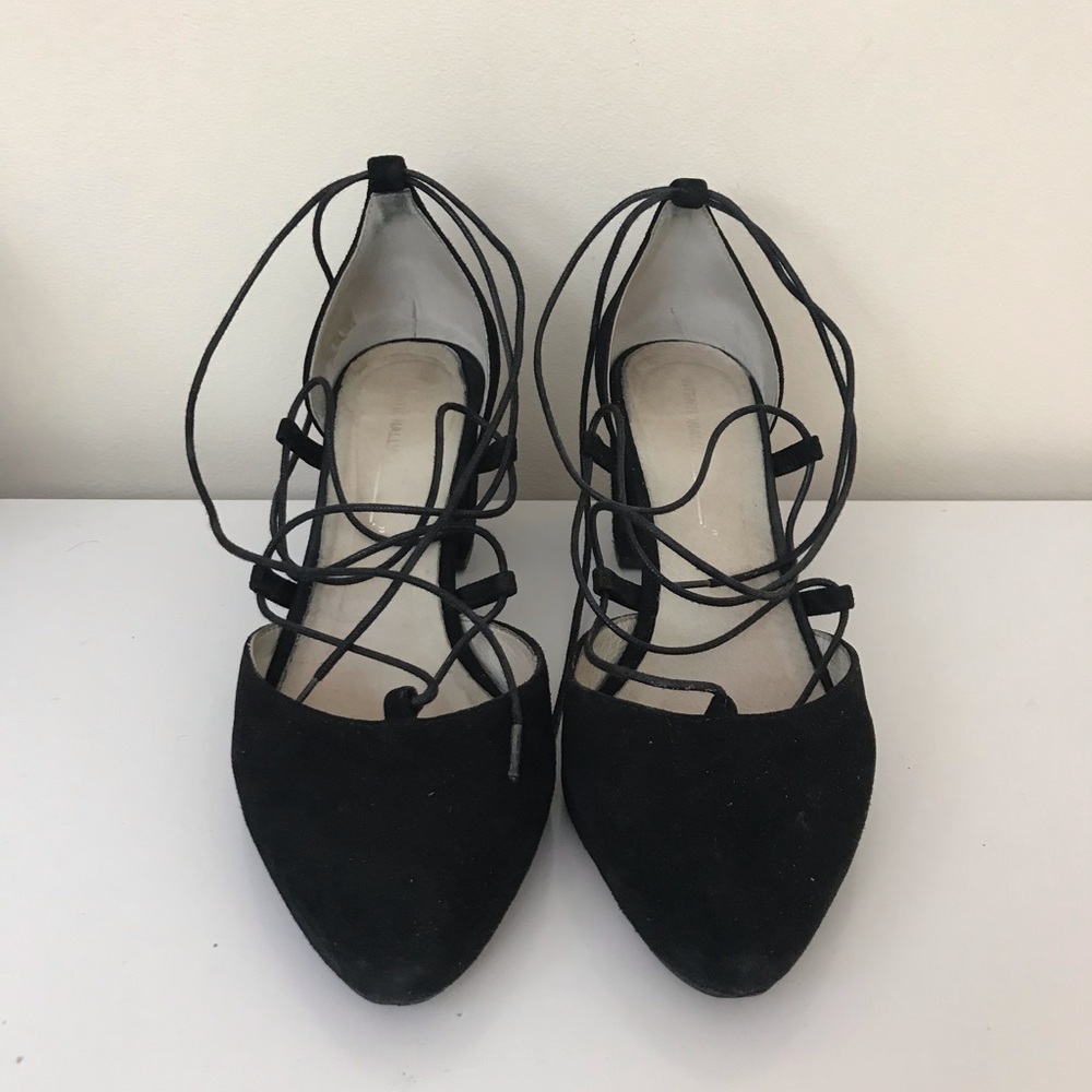 Intentionally blank lace up heels